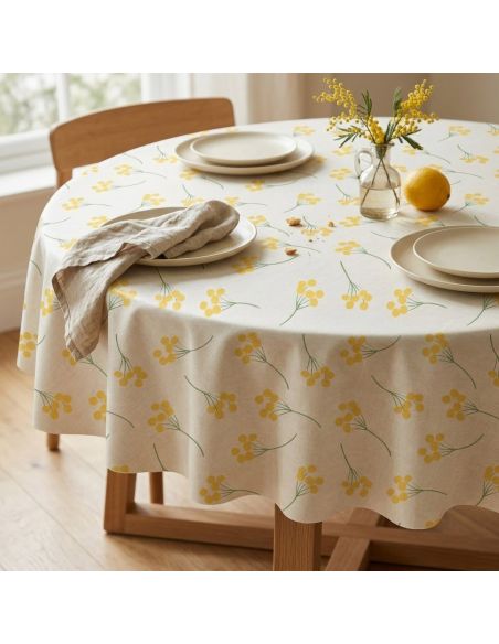 Nappe toile cirée Captain Cook Mimosi - Vanille
