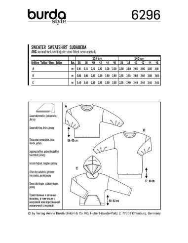 Sweatshirt Pattern - Burda 6296