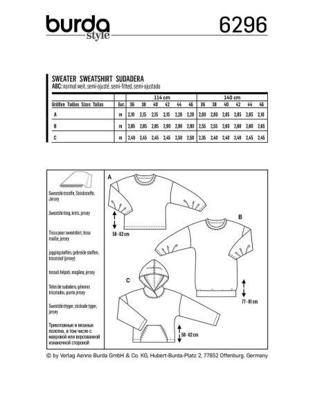 Sweatshirt Pattern - Burda 6296