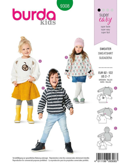 Hoodie pattern - Burda 9308