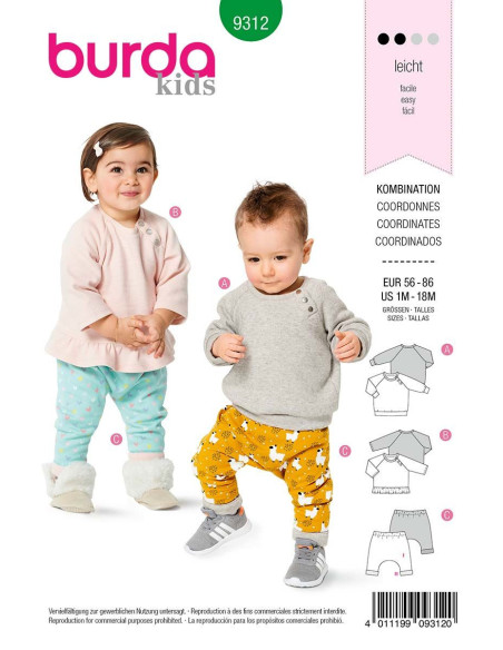 T-shirt and elastic pants pattern - Burda 9312