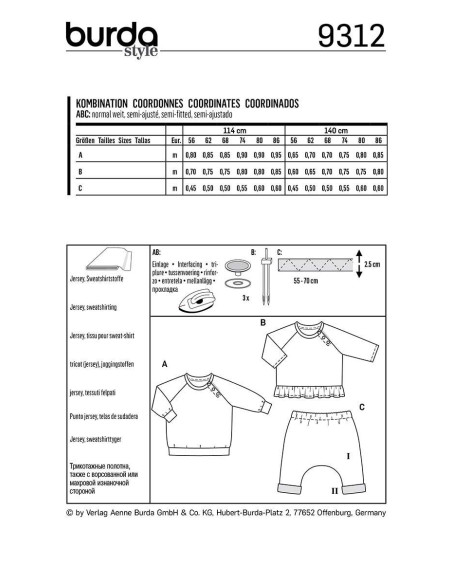 T-shirt and elastic pants pattern - Burda 9312