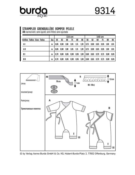 Frog Onesie Pattern - Burda 9314