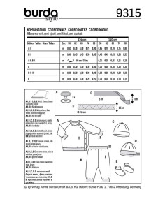Hat, pants, and sweatshirt jacket pattern - Burda 9315 2