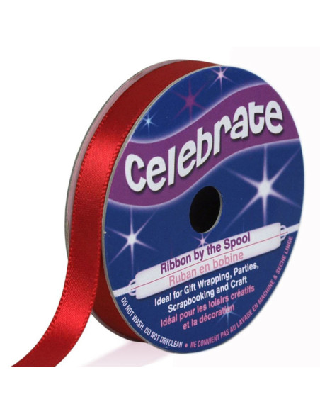 Celebrate red satin ribbon - 9 mm x 6 meters