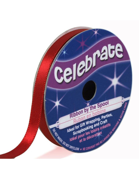 Celebrate red satin ribbon - 6 mm x 6 meters