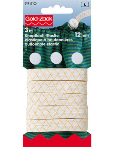 12 mm buttonhole elastic with 3 buttons
