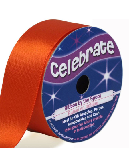 Celebrate orange satin ribbon - 25 mm x 4 meters