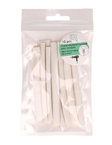 Lot de 10 gaines thermorétractable pour extrémité de cordon - Blanc