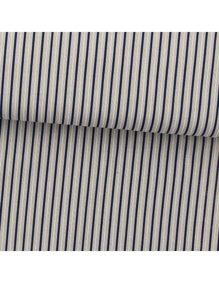 Toile de coton canvas premium - Rayures bleu marine