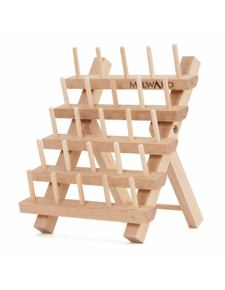 Wooden display stand for 25 spools of thread