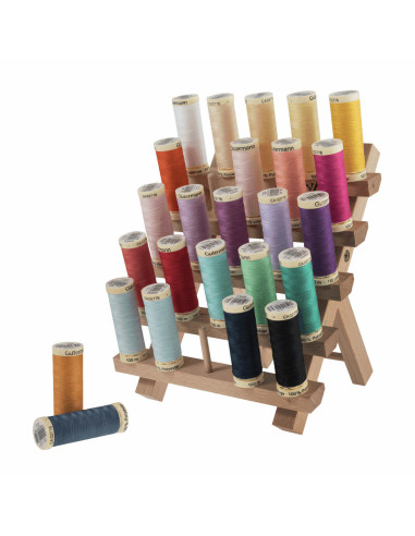 Wooden display stand for 25 spools of thread