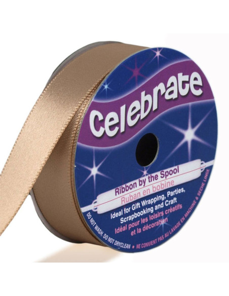 Celebrate beige brown satin ribbon - 13 mm x 6 meters