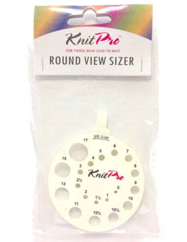 Round gauge for knitting needles