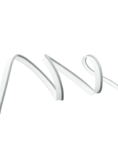 Piping, exceeding lurex - Silver with white weave