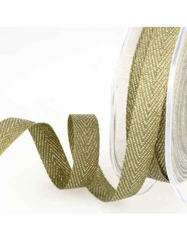 Metallic twill tape - Khaki