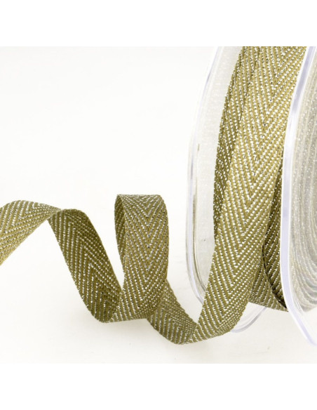 Metallic twill tape - Khaki