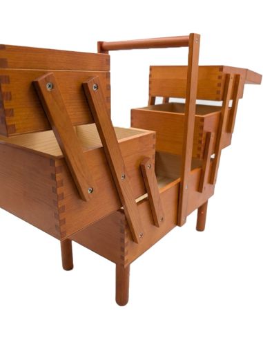 Travailleuse couture en bois avec pieds amovibles Foncé