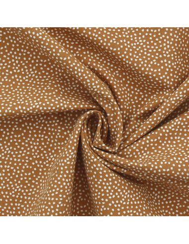 Tissu popeline de coton - Tassi caramel et blanc