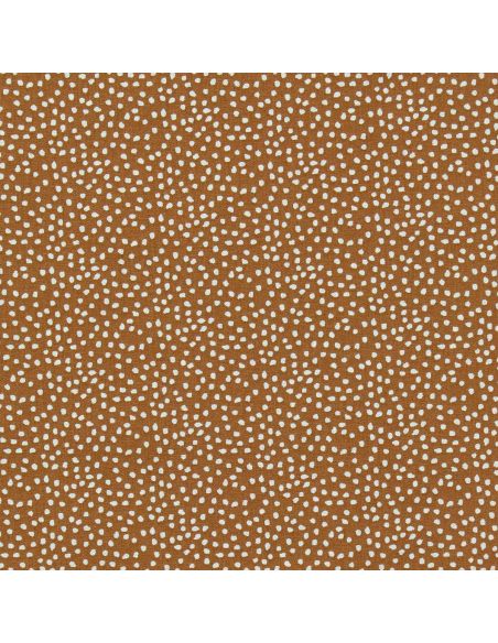 Tissu popeline de coton - Tassi caramel et blanc