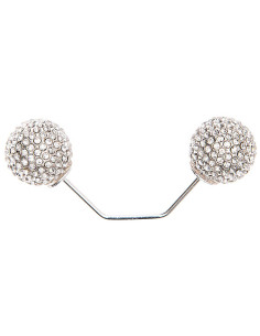 Silver double-headed screw pin 65 mm - Rhinestones