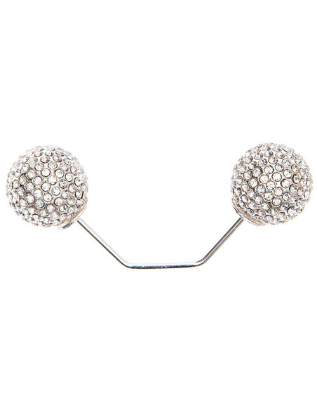 Silver double-headed screw pin 65 mm - Rhinestones