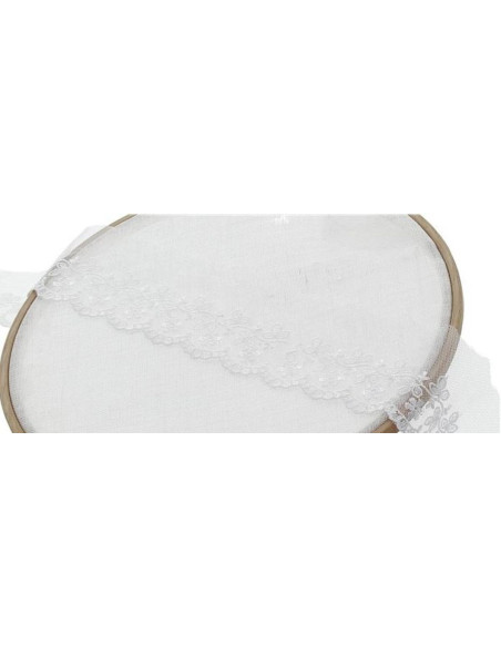 Floral embroidery lace on tulle - White