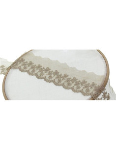 Floral embroidery lace on tulle - Beige