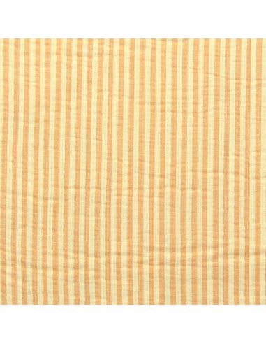 Tissu coton matelassé double face Adva - Écru et mangue
