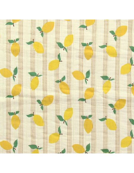 Tissu coton matelassé double face Adva - Écru et mangue