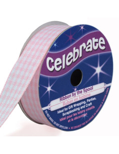 Vichy Celebrate pink ribbon - 15 mm x 4 meters