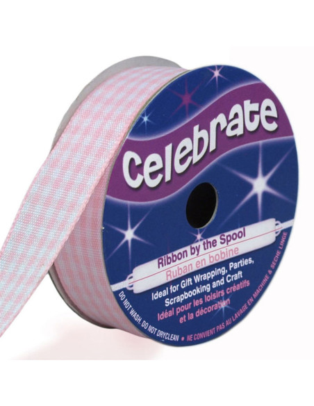 Vichy Celebrate pink ribbon - 15 mm x 4 meters