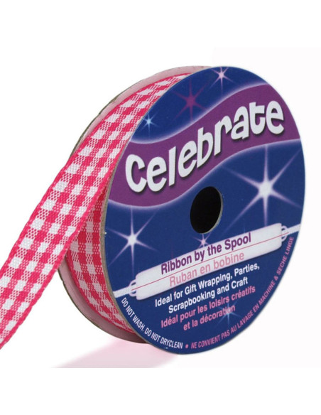 Vichy Celebrate fuchsia ribbon - 15 mm x 4 meters
