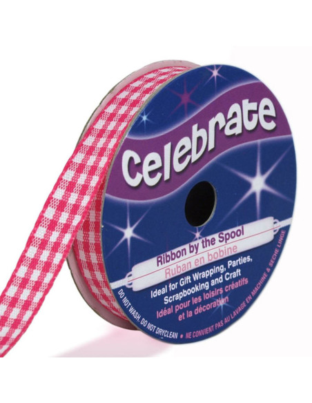 Vichy Celebrate fuchsia ribbon - 9 mm x 5 meters
