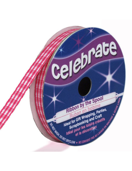 Vichy Celebrate fuchsia ribbon - 6 mm x 5 meters