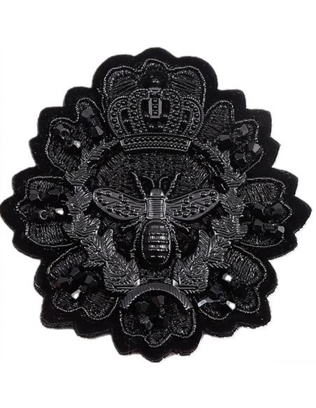 Blason à coudre abeille - Perles noires