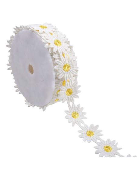 Guipure marguerites blanches - Pistil jaune