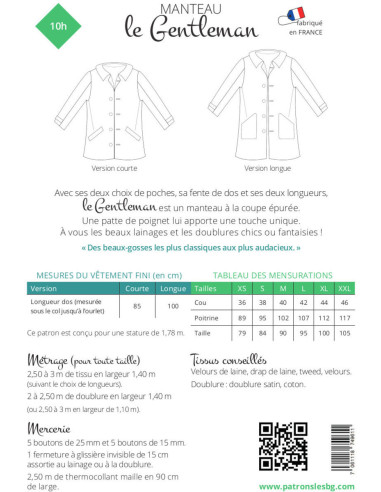 Gentleman Coat Pattern - Les BG