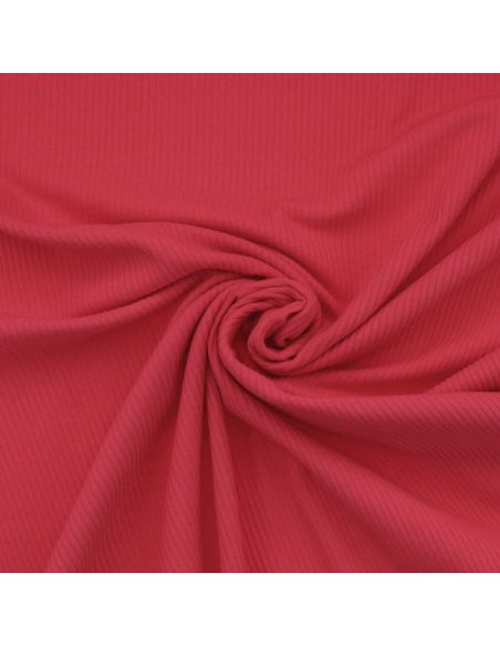 Ribbed cotton jersey fabric - Red