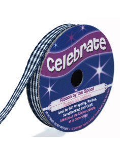 Navy blue Vichy Celebrate ribbon - 6 mm x 5 meters
