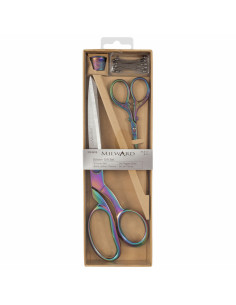 Sewing and embroidery scissors set, thimble, and pins - Rainbow