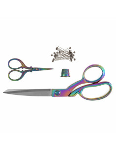Sewing and embroidery scissors set, thimble, and pins - Rainbow 2