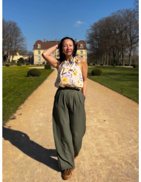 Tissu crêpe de viscose Kaki - My Dress Made