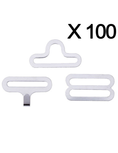 Set of 100 bow tie clips - Silver