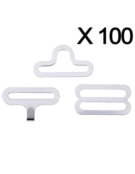 Set of 100 bow tie clips - Silver