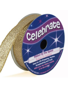 Metallic ribbon Celebrate gold - 13 mm x 5 meters