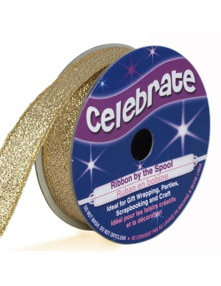 Metallic ribbon Celebrate gold - 13 mm x 5 meters