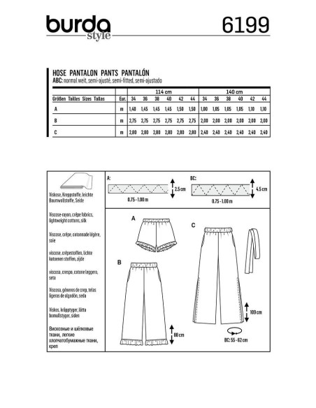 Pants pattern - Burda 6199