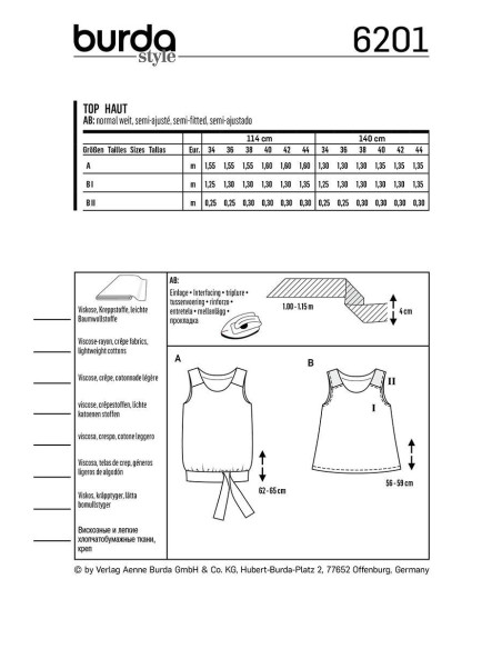 Top pattern - Burda 6201