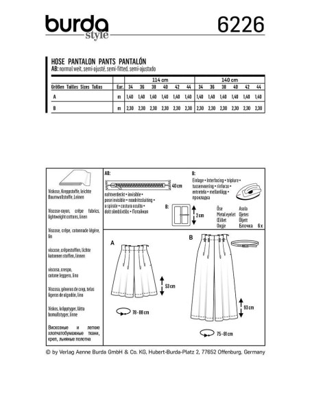 Bermuda pattern - Burda 6226